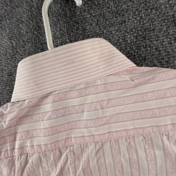 Robert Graham Button Up Shirt Cotton Pink Striped 16 Textured Floral Intricate - Picture 15 of 16